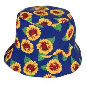 New Blue Sunflower Bucket Hat Adult Summer Outdoor One Size Sunflowers Women's